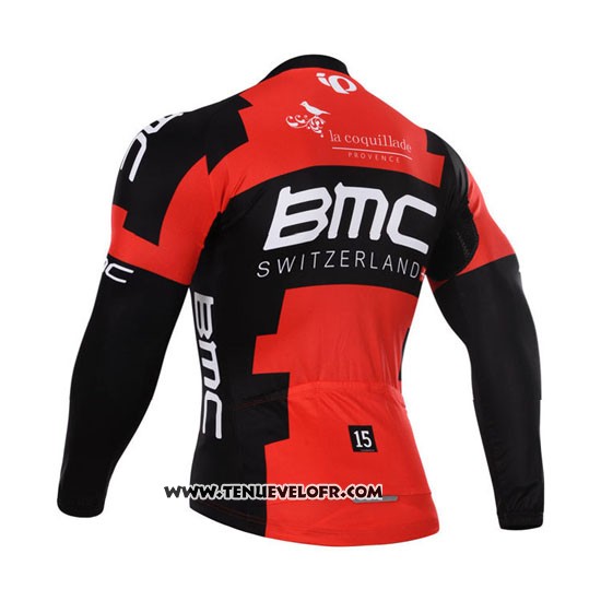2015 Maillot Ciclismo BMC Noir et Rouge Manches Longues et Cuissard